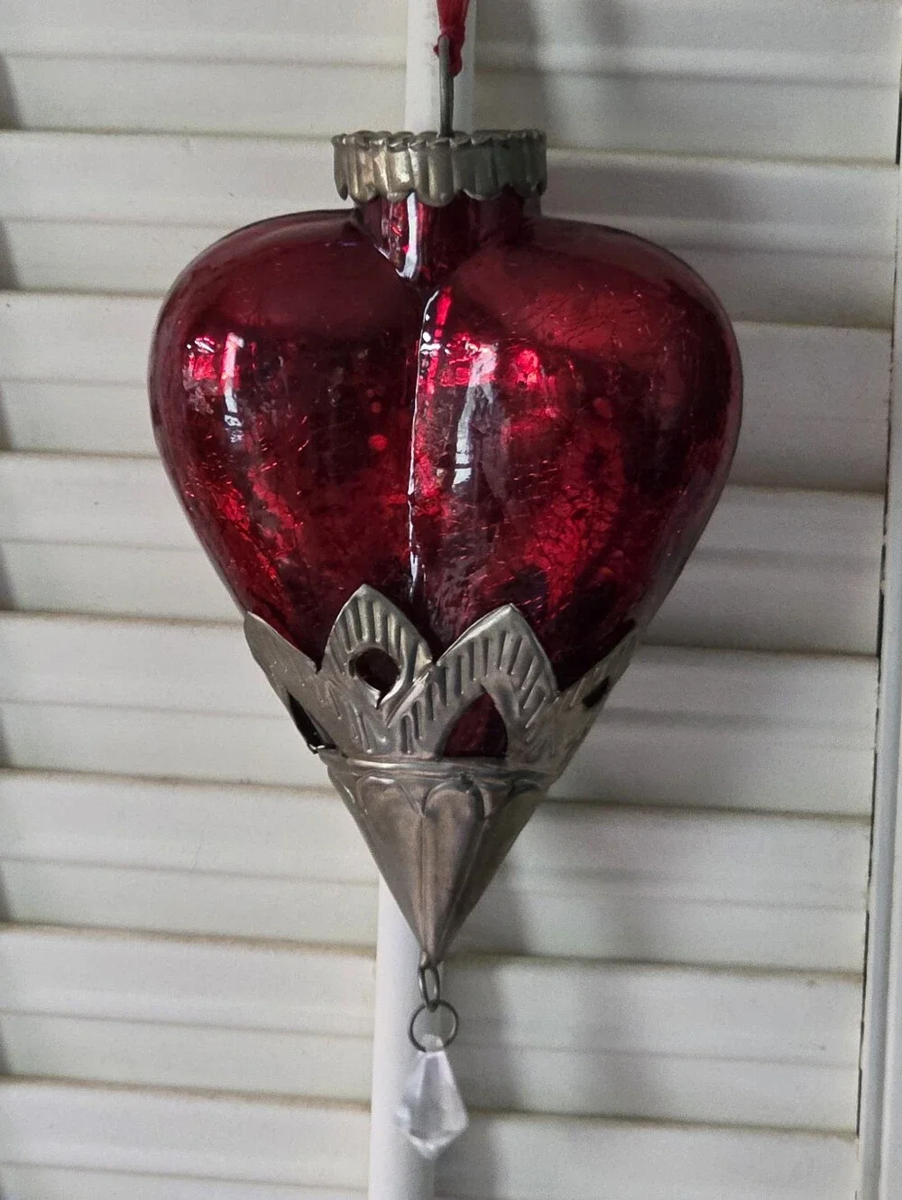 Red Heart Glass Hanging Ornament